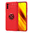 Coque Ultra Fine Silicone Souple Housse Etui avec Support Bague Anneau Aimante Magnetique SD1 pour Xiaomi Poco M3 Rouge