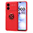 Coque Ultra Fine Silicone Souple Housse Etui avec Support Bague Anneau Aimante Magnetique SD1 pour Xiaomi Poco M4 5G Rouge