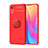 Coque Ultra Fine Silicone Souple Housse Etui avec Support Bague Anneau Aimante Magnetique SD1 pour Xiaomi Redmi 9A Rouge