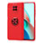 Coque Ultra Fine Silicone Souple Housse Etui avec Support Bague Anneau Aimante Magnetique SD1 pour Xiaomi Redmi Note 9 5G Rouge