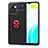 Coque Ultra Fine Silicone Souple Housse Etui avec Support Bague Anneau Aimante Magnetique SD2 pour Realme C30 Rouge et Noir