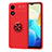 Coque Ultra Fine Silicone Souple Housse Etui avec Support Bague Anneau Aimante Magnetique SD2 pour Vivo Y02S Rouge