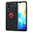 Coque Ultra Fine Silicone Souple Housse Etui avec Support Bague Anneau Aimante Magnetique SD2 pour Vivo Y74s 5G Rouge et Noir