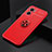 Coque Ultra Fine Silicone Souple Housse Etui avec Support Bague Anneau Aimante Magnetique SD2 pour Xiaomi Redmi 11 Prime 5G Rouge