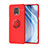 Coque Ultra Fine Silicone Souple Housse Etui avec Support Bague Anneau Aimante Magnetique SD2 pour Xiaomi Redmi Note 9 Pro Max Rouge