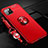 Coque Ultra Fine Silicone Souple Housse Etui avec Support Bague Anneau Aimante Magnetique T01 pour Apple iPhone 11 Pro Max Rouge