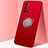 Coque Ultra Fine Silicone Souple Housse Etui avec Support Bague Anneau Aimante Magnetique T01 pour Oppo Reno4 5G Rouge