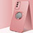 Coque Ultra Fine Silicone Souple Housse Etui avec Support Bague Anneau Aimante Magnetique T02 pour Huawei Honor X10 5G Or Rose