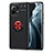 Coque Ultra Fine Silicone Souple Housse Etui avec Support Bague Anneau Aimante Magnetique T04 pour Xiaomi Mi 11 Lite 5G Rouge et Noir