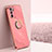 Coque Ultra Fine Silicone Souple Housse Etui avec Support Bague Anneau Aimante Magnetique XL1 pour Oppo Reno6 Z 5G Rose Rouge