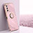 Coque Ultra Fine Silicone Souple Housse Etui avec Support Bague Anneau Aimante Magnetique XL1 pour Vivo iQOO Z5 5G Rose