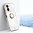 Coque Ultra Fine Silicone Souple Housse Etui avec Support Bague Anneau Aimante Magnetique XL1 pour Vivo iQOO Z7x 5G Blanc