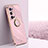 Coque Ultra Fine Silicone Souple Housse Etui avec Support Bague Anneau Aimante Magnetique XL1 pour Vivo X70 Pro+ Plus 5G Rose