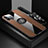 Coque Ultra Fine Silicone Souple Housse Etui avec Support Bague Anneau Aimante Magnetique Z01 pour Apple iPhone 15 Pro Max Marron