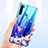 Coque Ultra Fine TPU Souple Housse Etui Transparente Fleurs T01 pour Xiaomi Redmi Note 8 (2021) Bleu