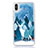 Coque Ultra Fine TPU Souple Housse Etui Transparente Fleurs T22 pour Apple iPhone X Bleu