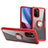 Coque Ultra Slim Silicone Souple Housse Etui Transparente avec Support Bague Anneau Aimante Magnetique ZL1 pour Xiaomi Mi 11i 5G Rouge