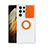Coque Ultra Slim Silicone Souple Housse Etui Transparente avec Support Bague Anneau S02 pour Samsung Galaxy S21 Ultra 5G Orange