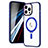 Coque Ultra Slim Silicone Souple Transparente avec Mag-Safe Magnetic Magnetique SD1 pour Apple iPhone 13 Pro Max Bleu