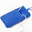 Double Pochette Housse Velour Universel Bleu Petit