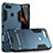 Etui Contour Silicone et Plastique Mat avec Support pour Huawei Honor Play 7X Bleu