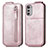 Housse Clapet Portefeuille Cuir pour Motorola Moto E32 Or Rose