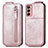 Housse Clapet Portefeuille Cuir pour Samsung Galaxy F13 4G Or Rose