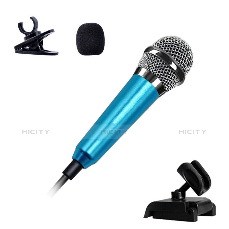 3.5mm Mini Microphone de Poche Elegant Karaoke Haut-Parleur avec Support Bleu Plus