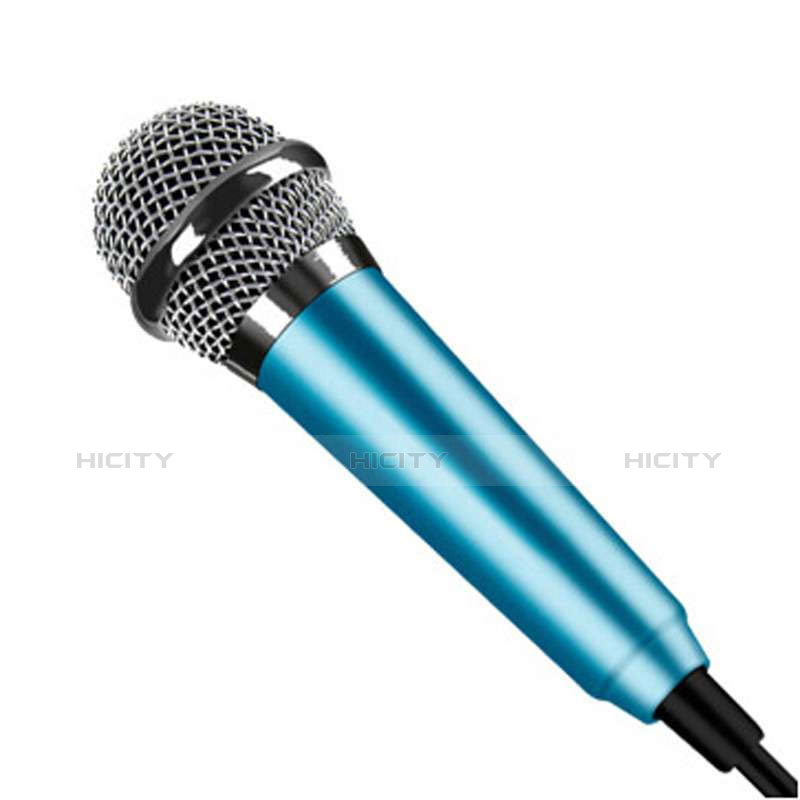 3.5mm Mini Microphone de Poche Elegant Karaoke Haut-Parleur avec Support Bleu Plus