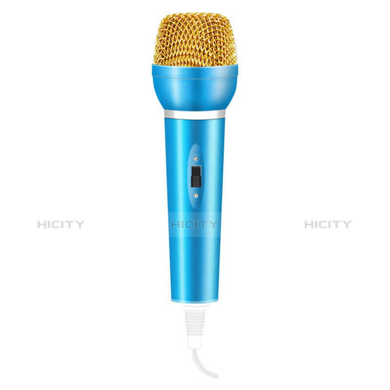 3.5mm Mini Microphone de Poche Elegant Karaoke Haut-Parleur avec Support M03 Bleu Plus