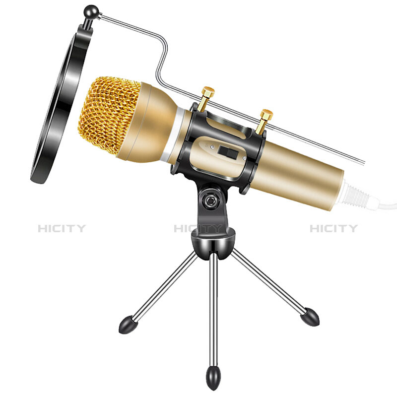 3.5mm Mini Microphone de Poche Elegant Karaoke Haut-Parleur avec Support M03 Or Plus