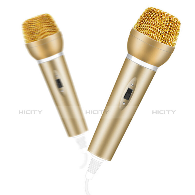 3.5mm Mini Microphone de Poche Elegant Karaoke Haut-Parleur avec Support M03 Or Plus