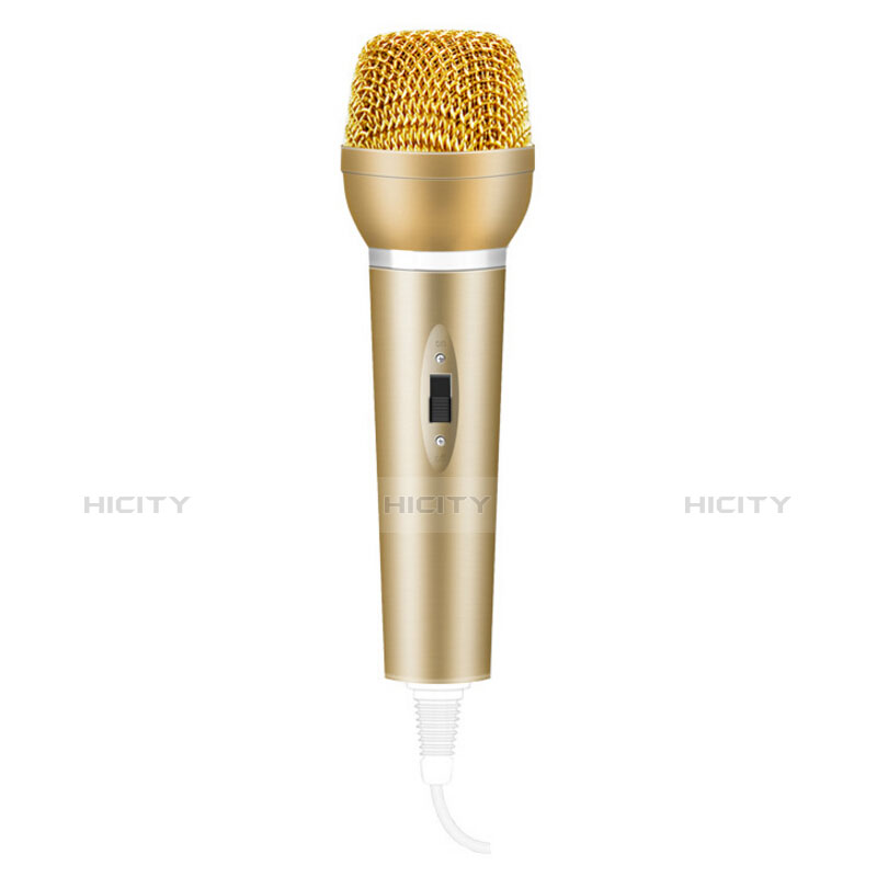 3.5mm Mini Microphone de Poche Elegant Karaoke Haut-Parleur avec Support M03 Or Plus