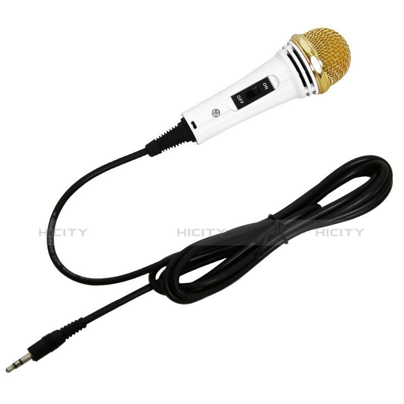 3.5mm Mini Microphone de Poche Elegant Karaoke Haut-Parleur avec Support M07 Blanc Plus