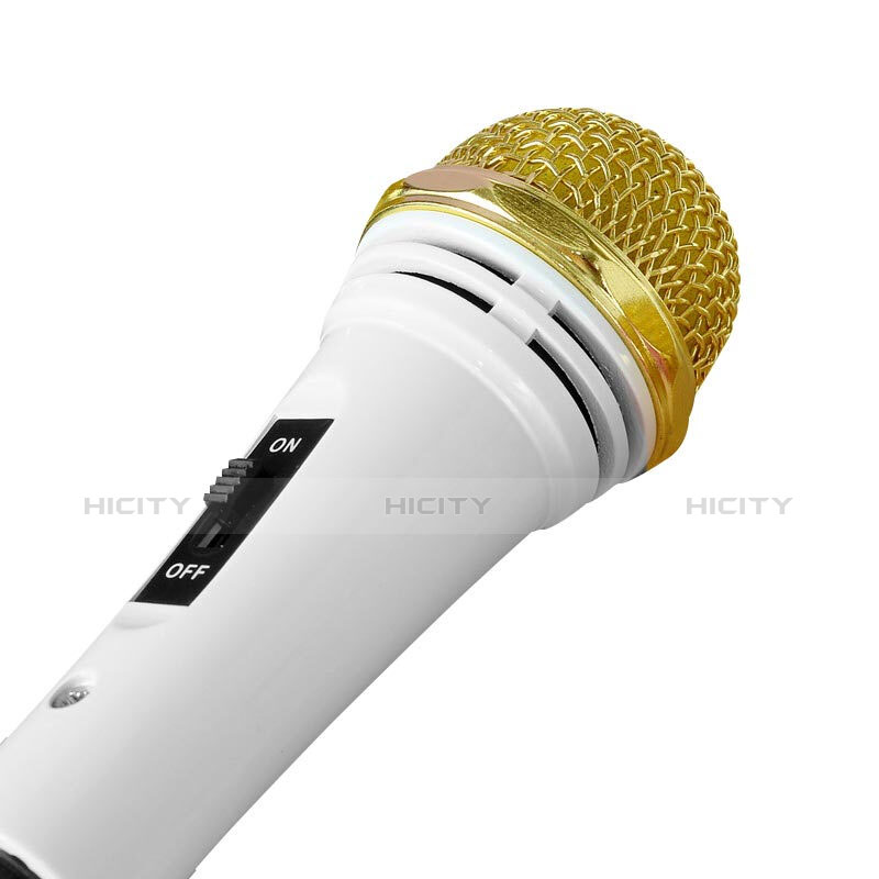 3.5mm Mini Microphone de Poche Elegant Karaoke Haut-Parleur avec Support M07 Blanc Plus