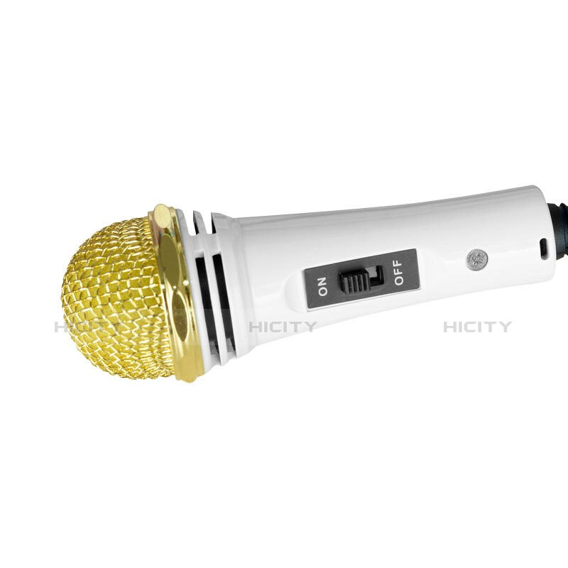 3.5mm Mini Microphone de Poche Elegant Karaoke Haut-Parleur avec Support M07 Blanc Plus