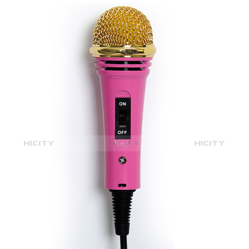 3.5mm Mini Microphone de Poche Elegant Karaoke Haut-Parleur avec Support M07 Rose Plus