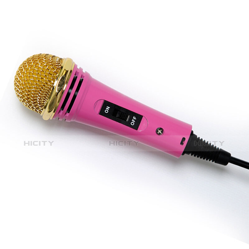 3.5mm Mini Microphone de Poche Elegant Karaoke Haut-Parleur avec Support M07 Rose Plus