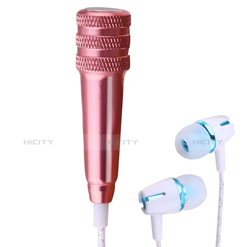 3.5mm Mini Microphone de Poche Elegant Karaoke Haut-Parleur avec Support M08 Or Rose Plus