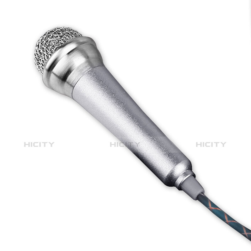 3.5mm Mini Microphone de Poche Elegant Karaoke Haut-Parleur avec Support M12 Argent Plus