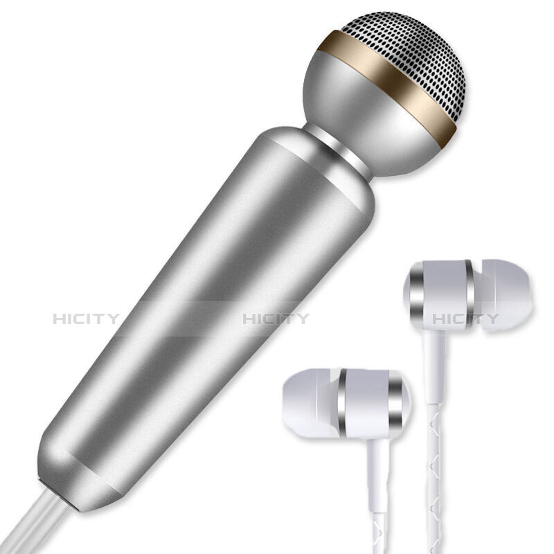 3.5mm Mini Microphone de Poche Elegant Karaoke Haut-Parleur M02 Argent Plus