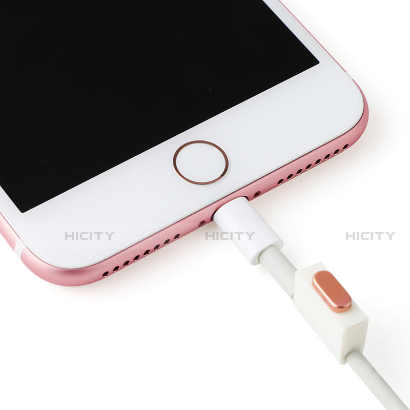 Bouchon Anti-poussiere Lightning USB Jack J07 pour Apple iPhone 14 Plus Or Rose Plus