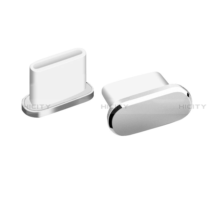 Bouchon Anti-poussiere USB-C Jack Type-C Universel H06 pour Apple iPhone 16 Argent Plus