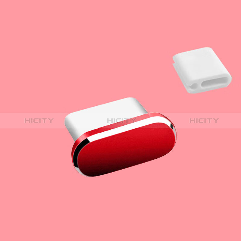 Bouchon Anti-poussiere USB-C Jack Type-C Universel H10 pour Apple iPhone 15 Plus Rouge Plus