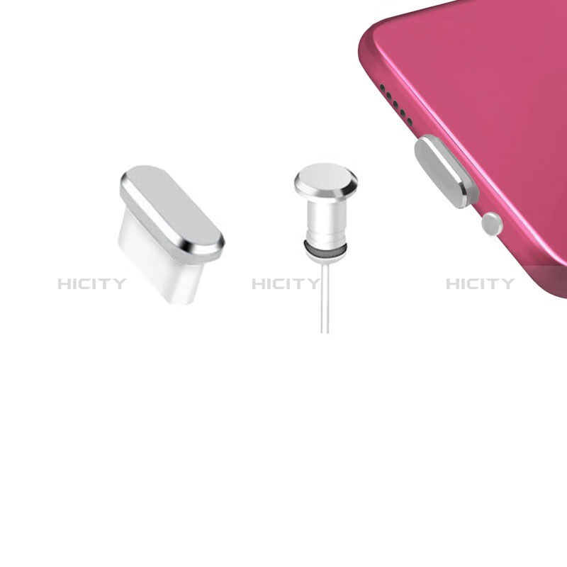 Bouchon Anti-poussiere USB-C Jack Type-C Universel H12 pour Apple iPhone 15 Plus Argent Plus