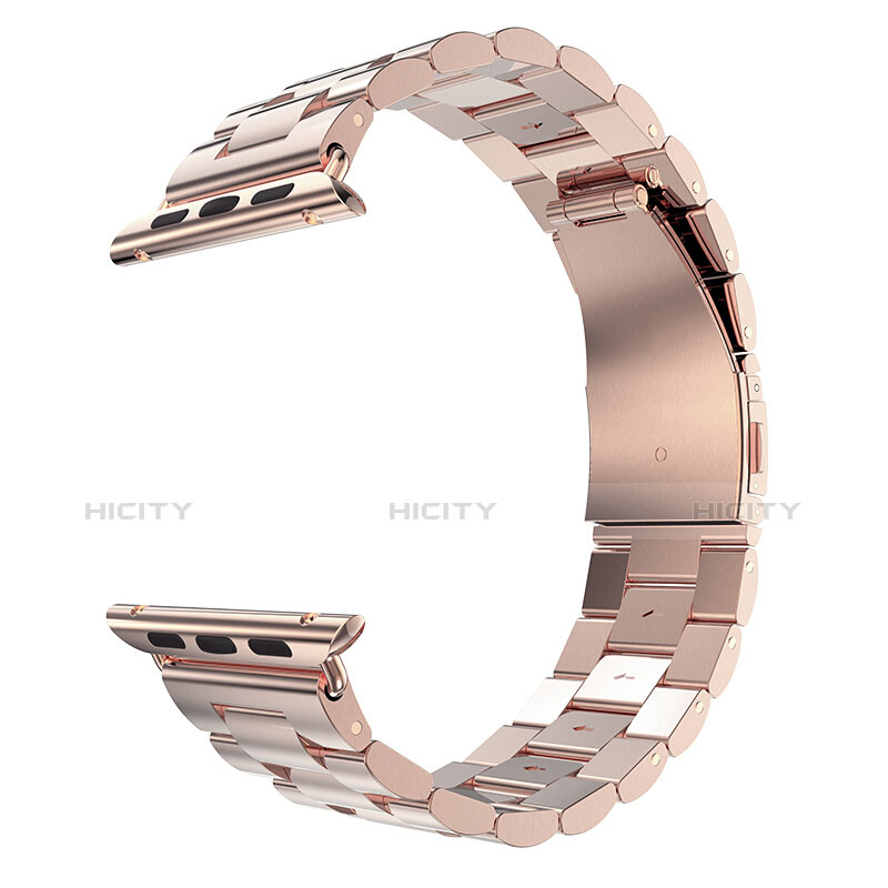 Bracelet Metal Acier Inoxydable pour Apple iWatch 3 38mm Or Rose Plus