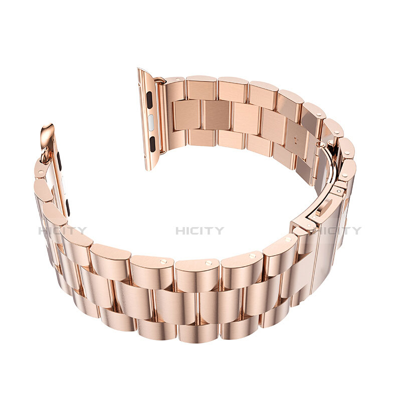 Bracelet Metal Acier Inoxydable pour Apple iWatch 3 38mm Or Rose Plus