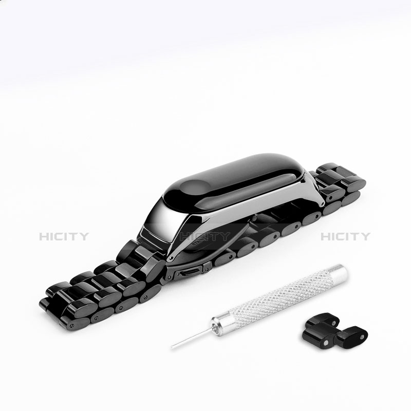 Bracelet Metal Acier Inoxydable pour Xiaomi Mi Band 3 Noir Plus