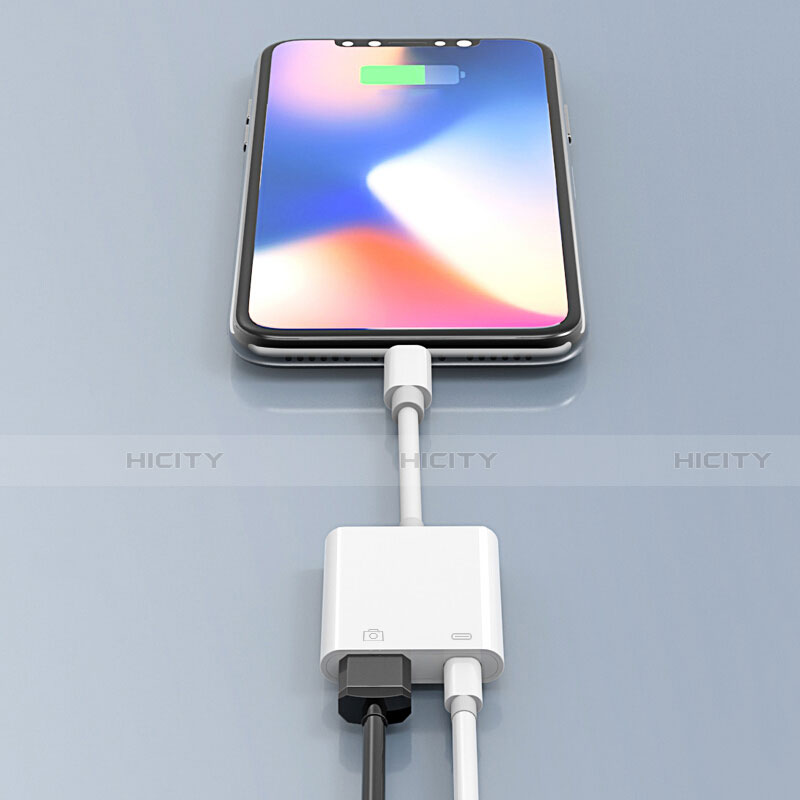 Cable Lightning vers USB OTG H01 pour Apple iPhone 12 Max Blanc Plus