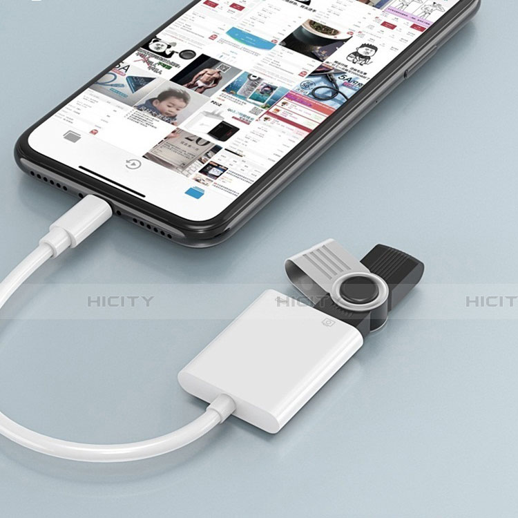 Cable Lightning vers USB OTG H01 pour Apple iPhone XR Blanc Plus